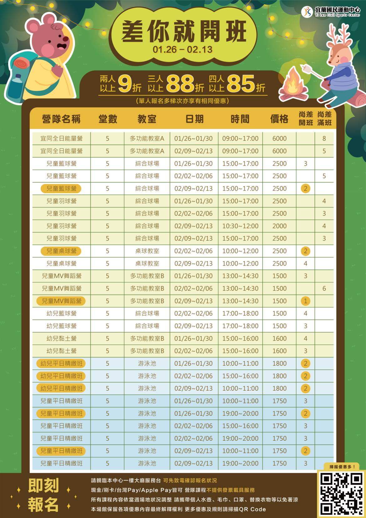 【冬令營差你開班x優惠85折起】